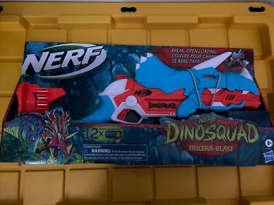 NewNerf DinoSquad Tricera-blast Blaster, Break-Open 3-Dart Loading 12 Nerf Darts