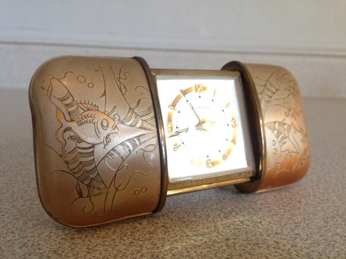 Vintage German EUROPA 7 Jewel Purse Clock, Collapsible & Asian Inscribed, Works