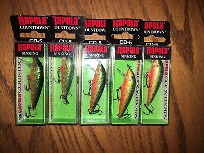 RAPALA COUNTDOWN 05=LOT OF 5 BROOK TROUT COLORED FISHING 