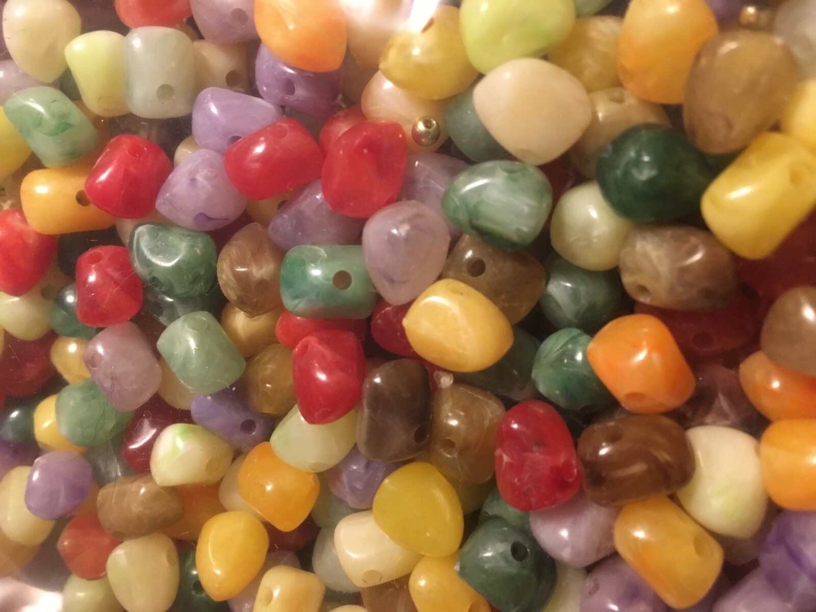 10 oz Pk Faux Gemstone Look Acrylic Beads-Nugget Shaped-Hundreds of Beads 6-8mm