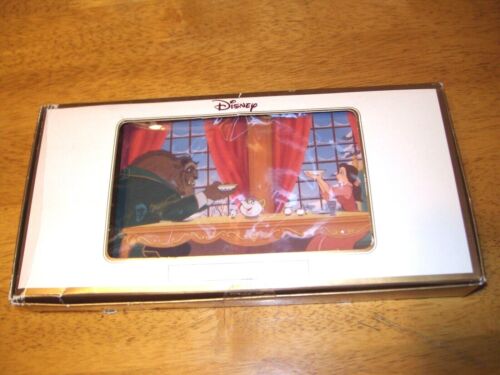 Vintage Disney Company Beauty and the Beast Art Plaque in Box. Wood Disneyland 