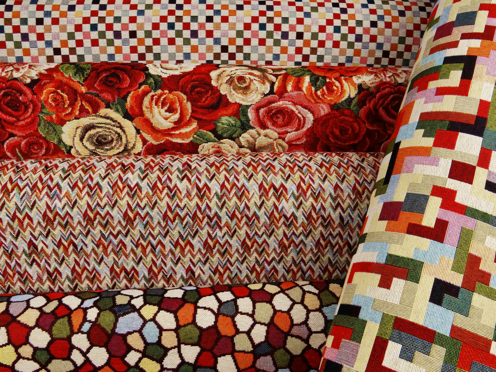 0,50 m Dekostoff Gobelin mehrfarbig bunt stabile Ware