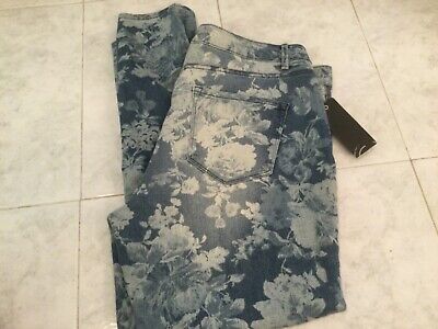 Adrienne Vittadini Blue Jeans Floral Size 14 Skinny Ankle NWT*