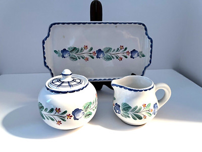Cream & Sugar on Tray Set Lattice Hill by HEREND VILLAGE