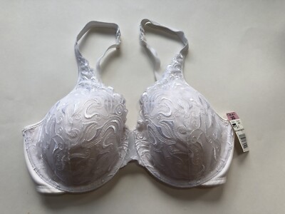 NWT Playtex Secrets Side Smoothing Embroidered Underwire Bra 4513 36D White