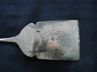 Hand forged polished iron peel blacksmith made spatula turner wood handle 14