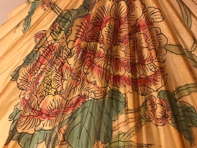 Vintage Chinese China Hand-Painted Paper Bamboo Umbrella #2 birds flowers 15