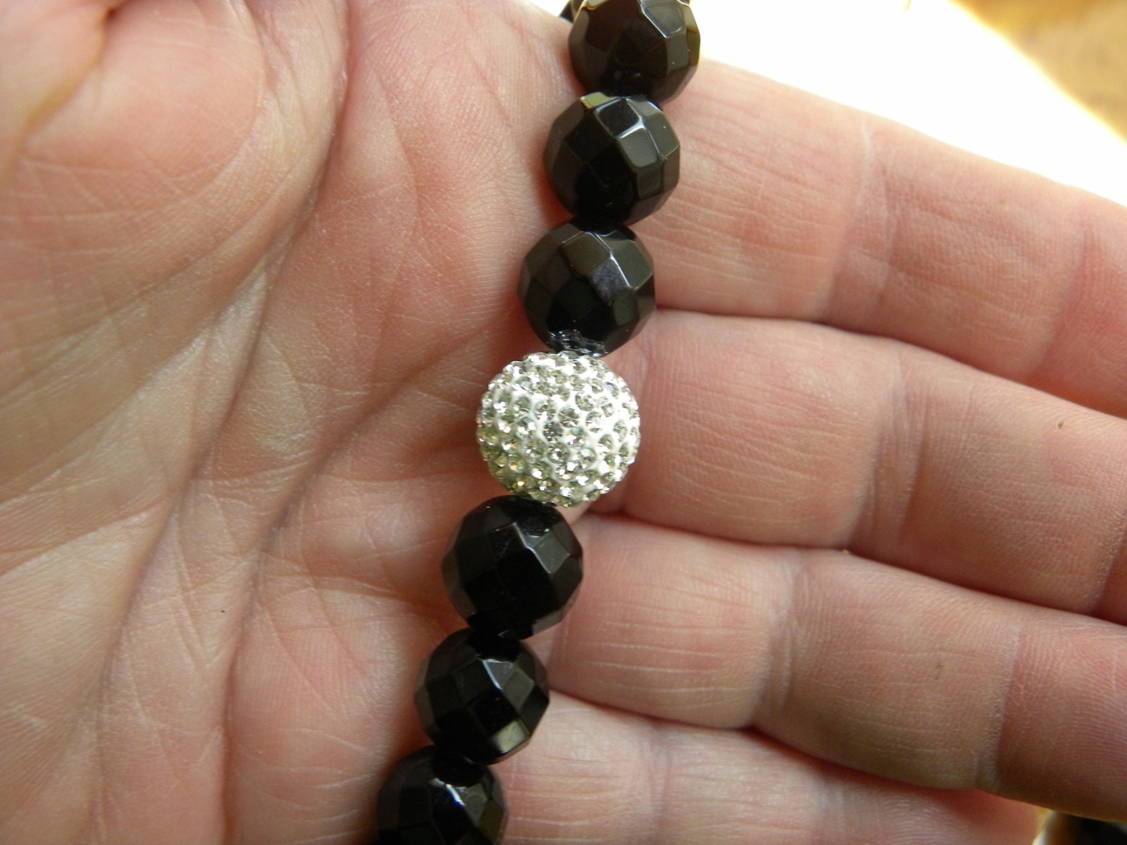 LOT OF TWO ONYX & CRYSTAL STRETCH BRACELETS 7