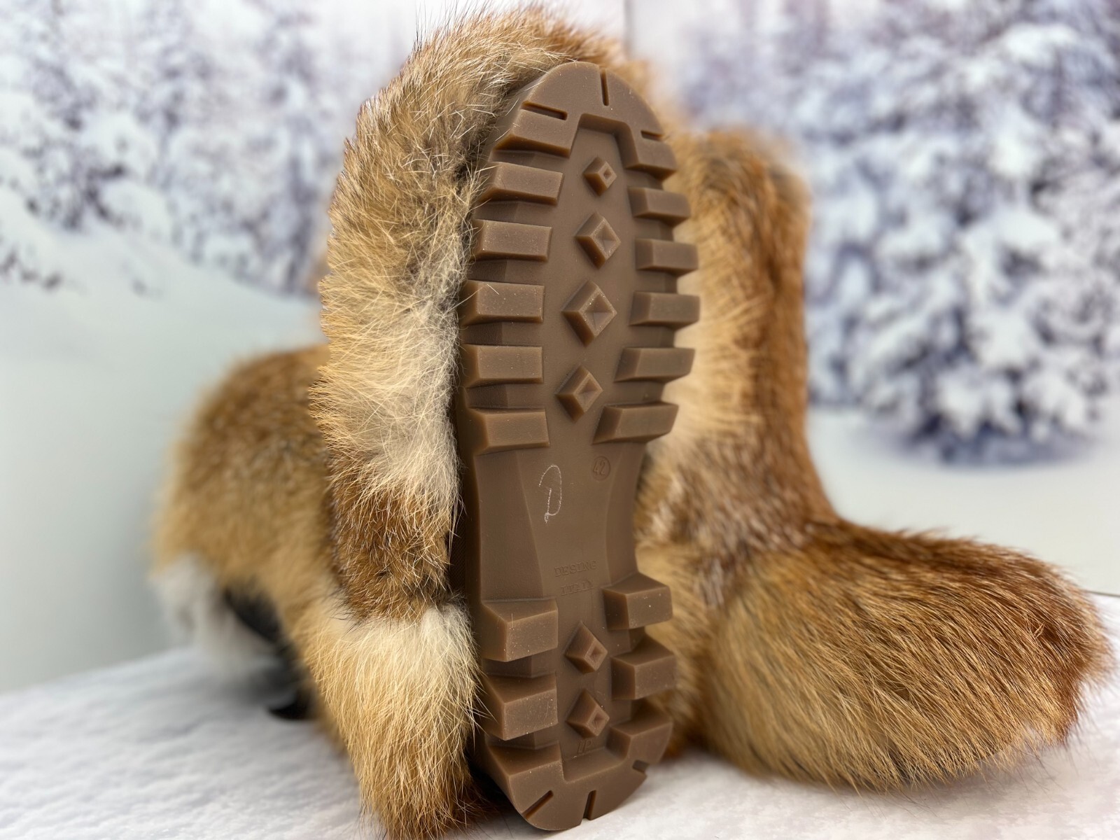 Pre-owned Litvin Fox Fur Boots For Men, Viking Boots, Mukluks, Snow Winter Boots, Mens Gift In Red