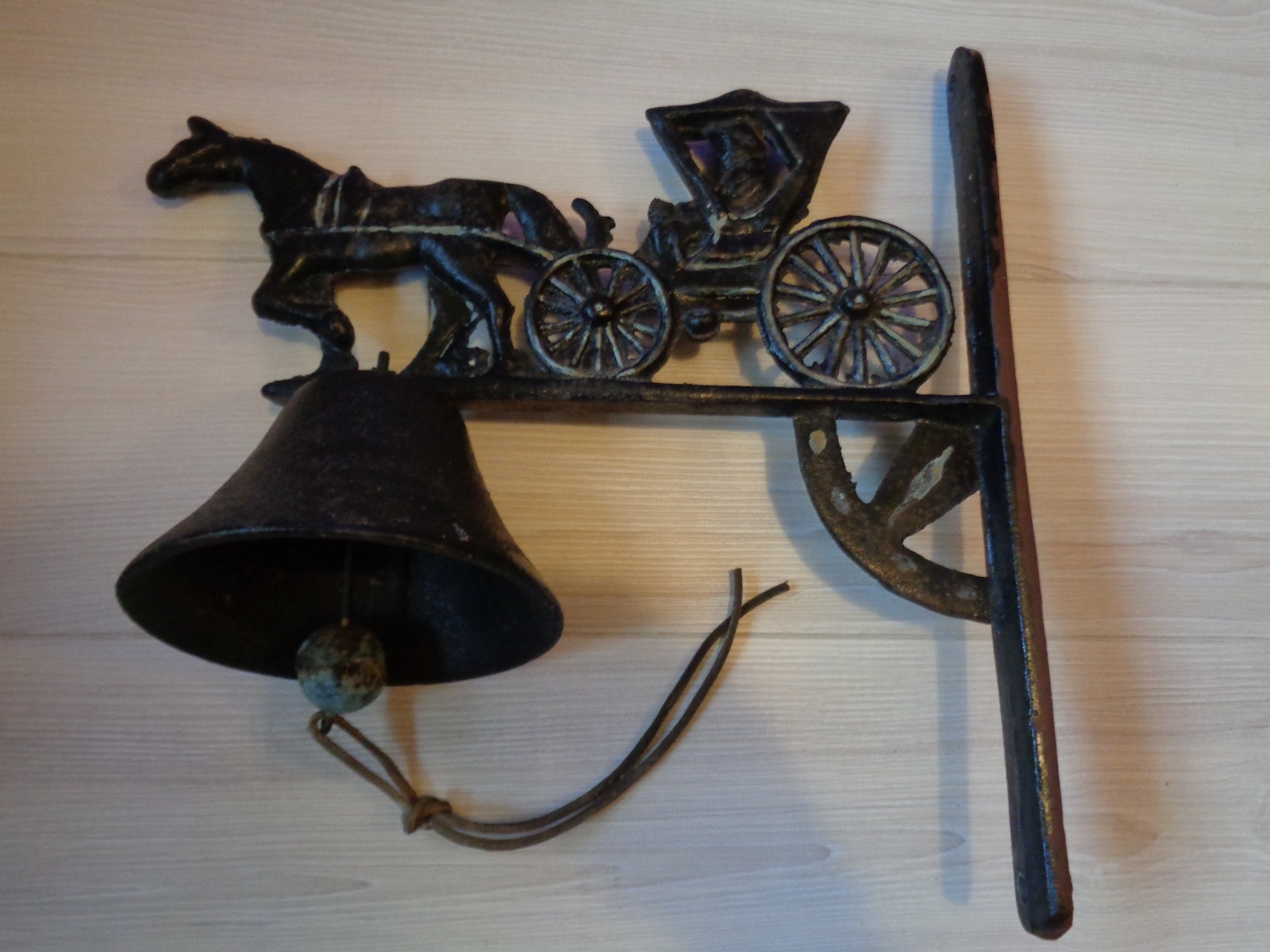 Vintage Cast Iron Horse & Buggy Wall Mounted Dinner Bell