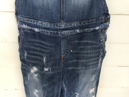 Guess Overalls Distressed Paint 26 Boho Bibs Denim Jean Boho Hipster Cute Chic