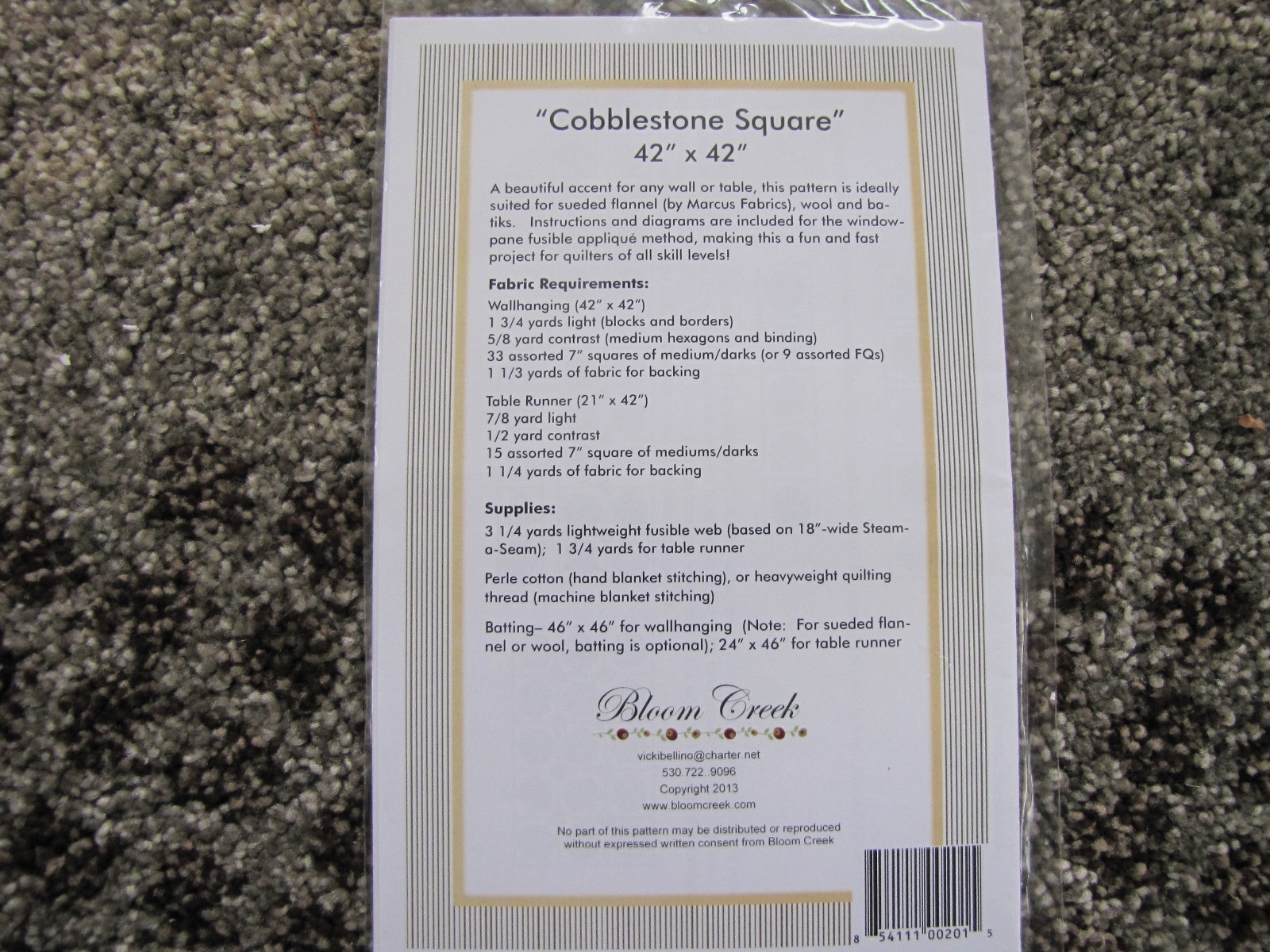 Cobblestone Square Wall Hanging Quilt Pattern By Bloom Creek #201