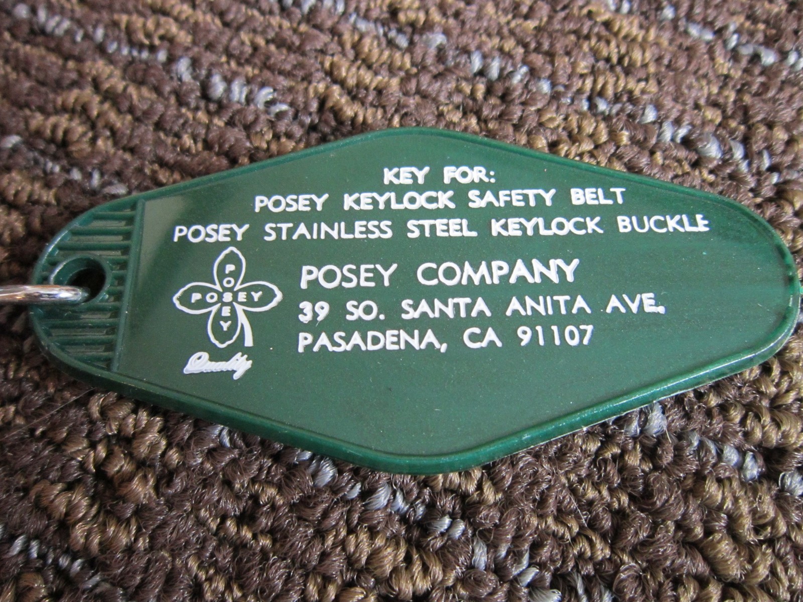 Posey Key for Keylock Safety Belt/ Buckle On Original Plastic Fob FREE SHIP