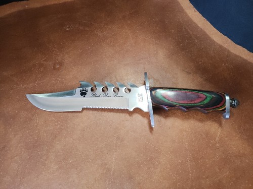 ●ONE BRILLIANT● BowieOB424Crystal Khaki Bowie-OB424-Crysta Autographed By | Frost Cutlery Black Bear Bowie Knife