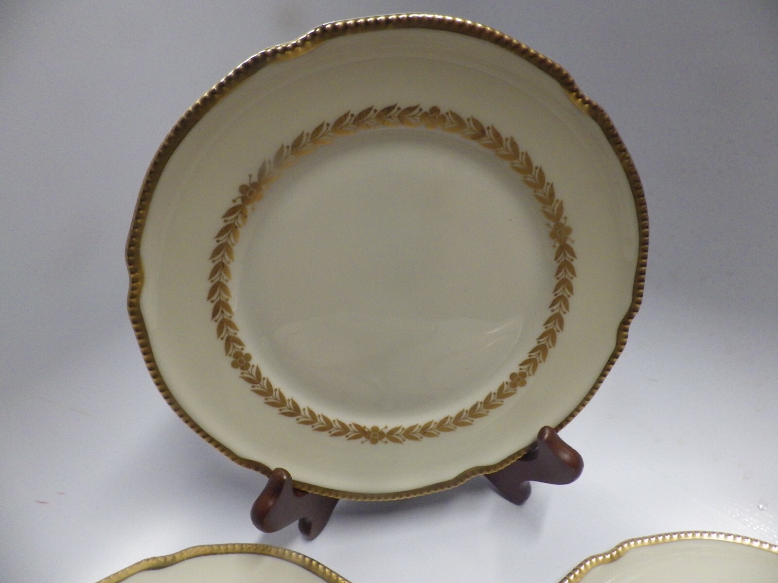 Lenox Imperial China Gold Laurel Wreath lot of 4 LUNCHEON SALD PLATES 8