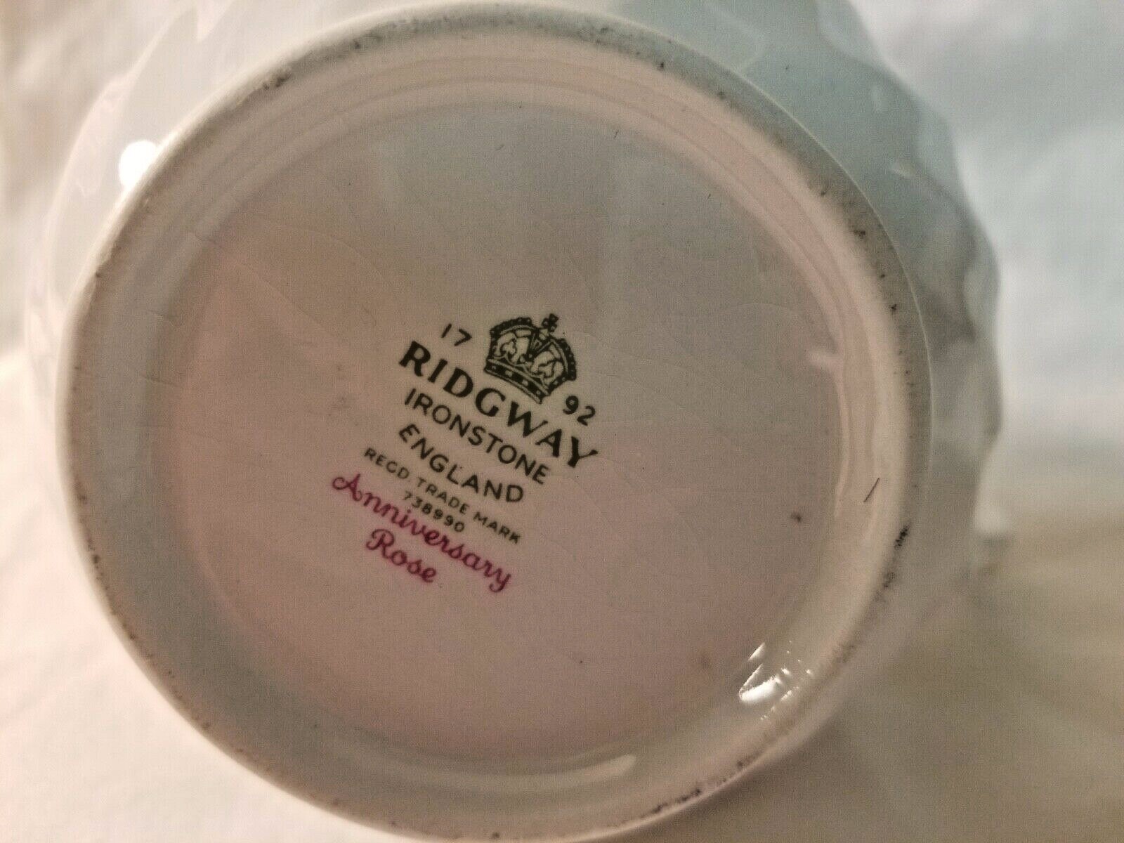 Ridgway 1792 ironstone England creamer anniversary rose