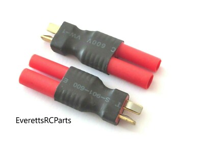 2 Pcs Deans t-plug Male to 4mm Bullet Banana Connector battery adapter wireless 