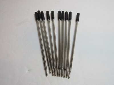 LOT OF 10 CROSS STYLE BLACK METAL MEDIUM BALLPOINT REFILLS-1.0MM SMOOTH FLOW