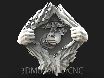 3D Model STL File for CNC Router Laser & 3D Printer Tearing US Flag