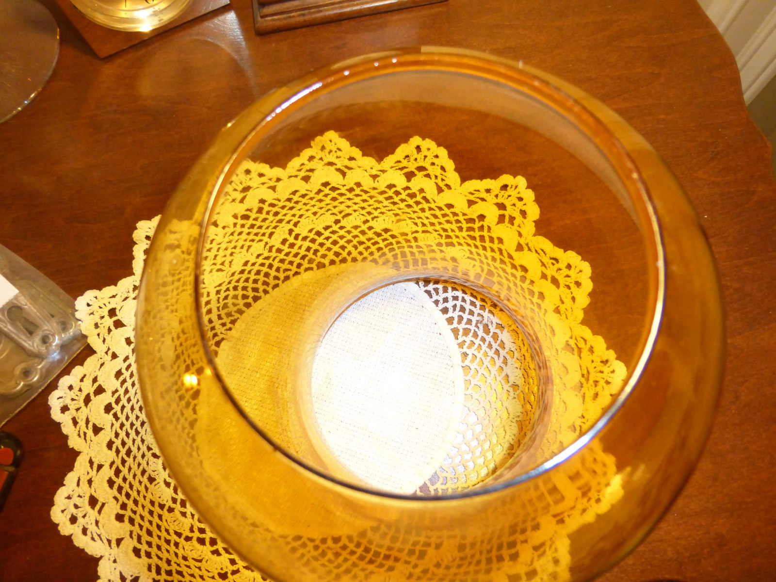 Vintage Amber Glass Chimney Shade Candle Holder