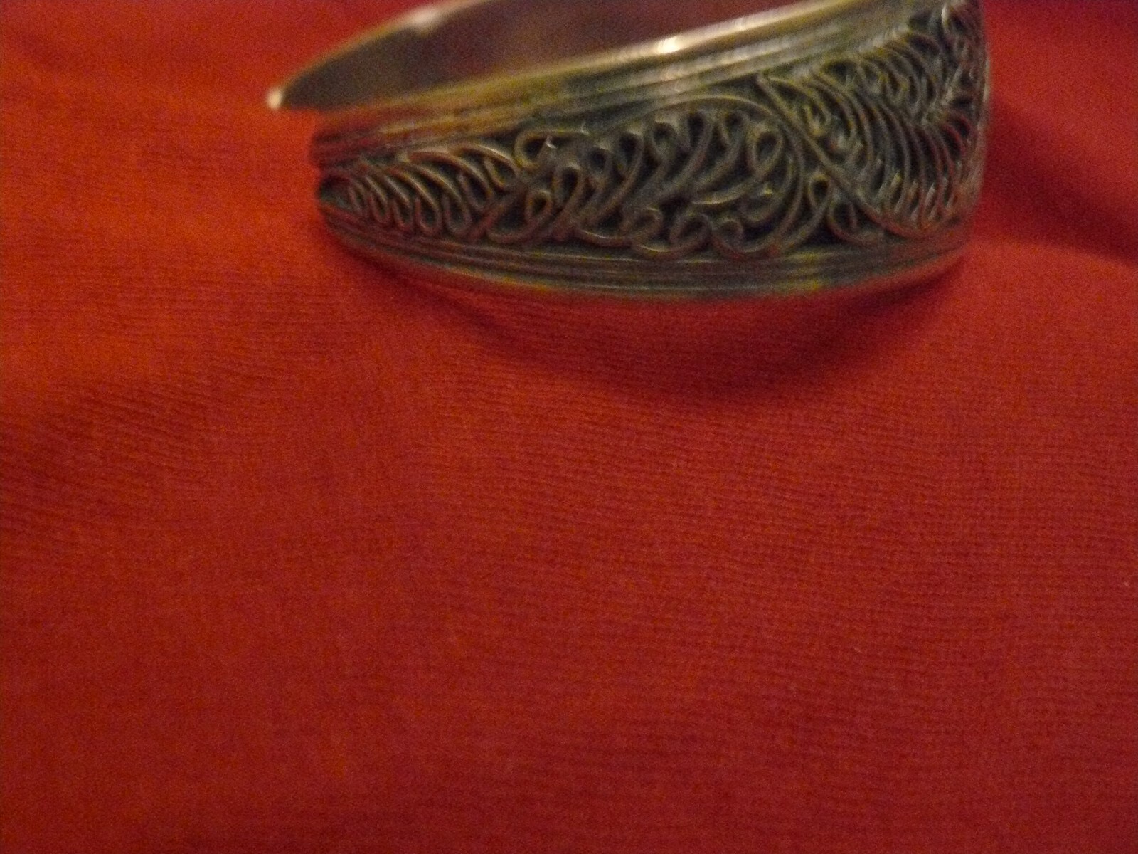 antique EARLY 1900's STERLING FILIGREE CUFF 1 3/16 wide AT TOP