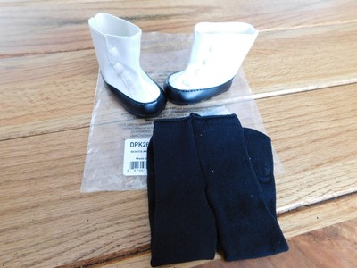 AMERICAN GIRL SAMANTHA TWO TONE BLACK & WHITE BUTTON BOOTS+BLACK TIGHTS NIP