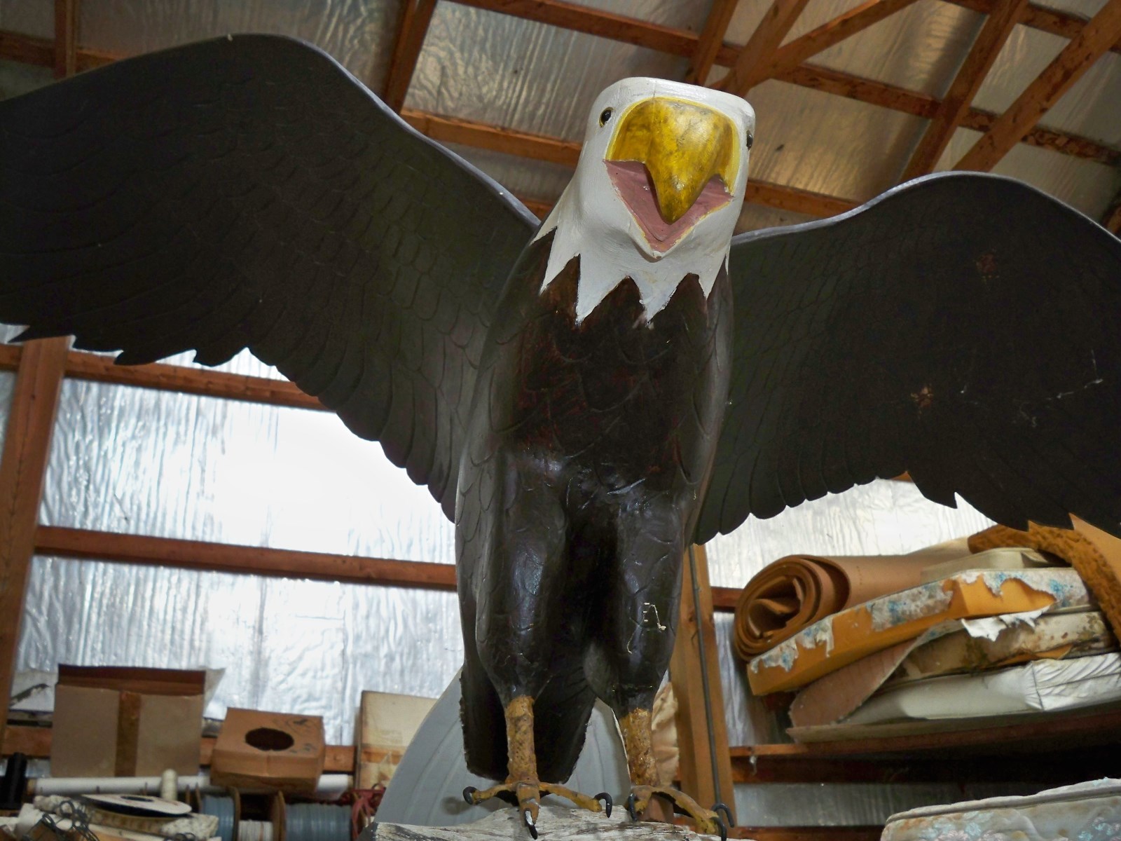 One-of-a-Kind HUGE Wood Carved EAGLE MD. Hardware Store Phila. Eagle Fans - SIG.