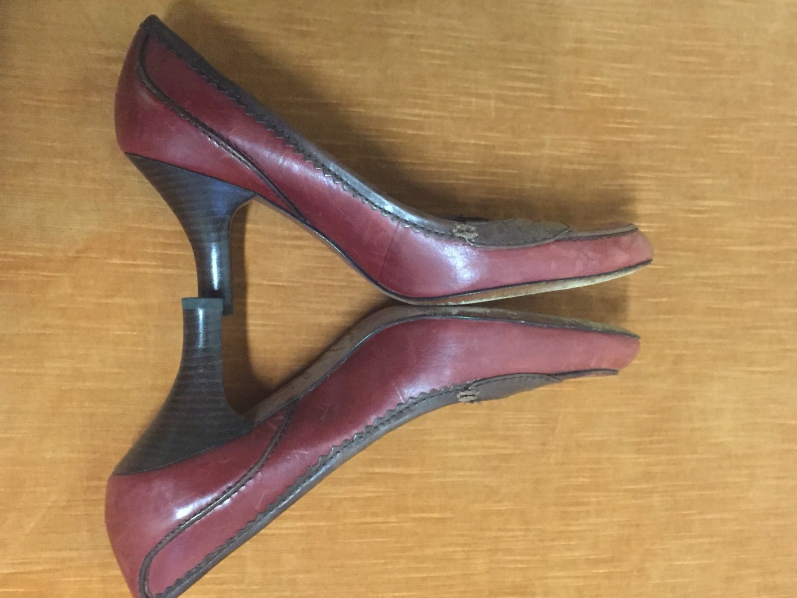 Vintage 70s 6.5 M Handmade Joan & David Pumps Shoes Heels Two Tone Brown Oxfords