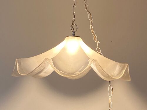 LARGE VTG Mid Century Modern MURANO Glass Ceiling Flower Pendant Lamp Light 25" 