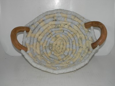 HANDMADE COTTON FABRIC COILED LINE ROPE BOWL/BASKET MULTI COLOR QUILTED