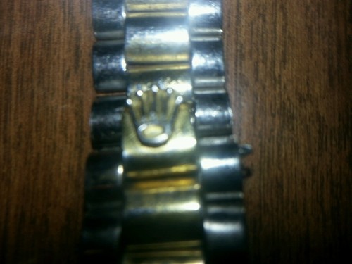 Rolex (750) 18K {8385} Silver & Gold watch bracelet with