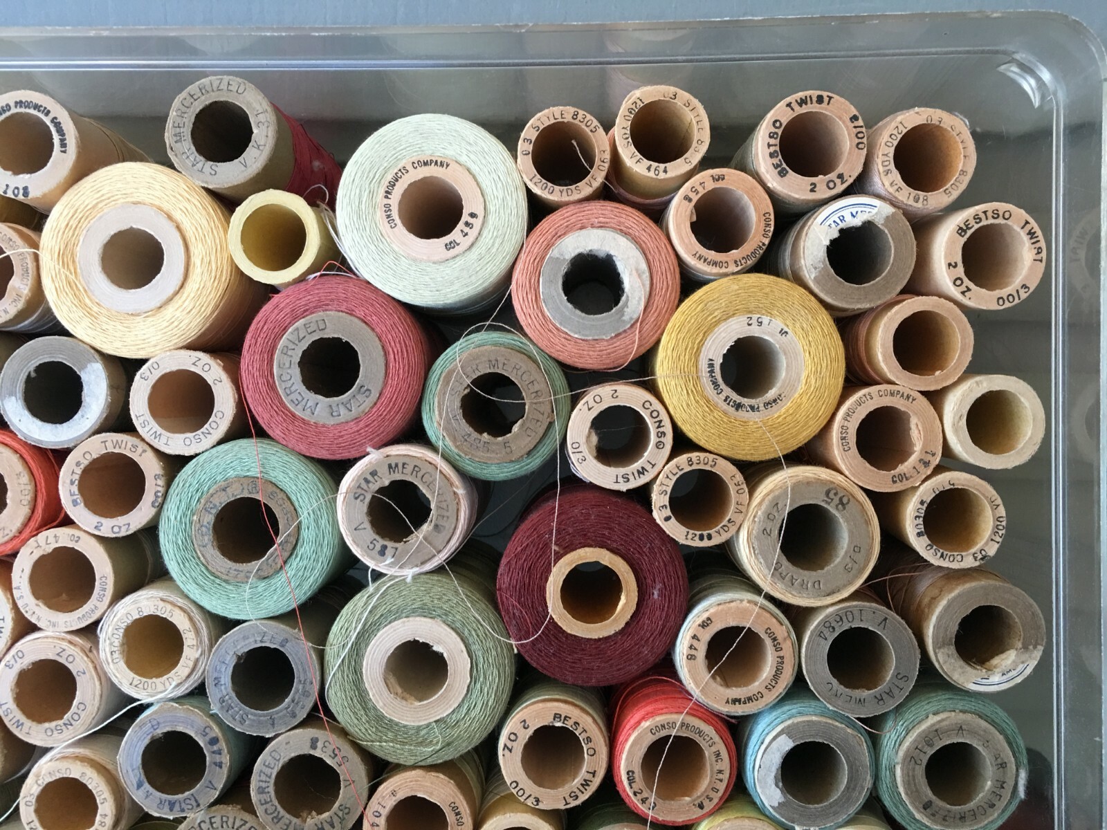 Lot of 86 Vintage Spools of Sewing Thread Conso, Bestso, Star Mercerized