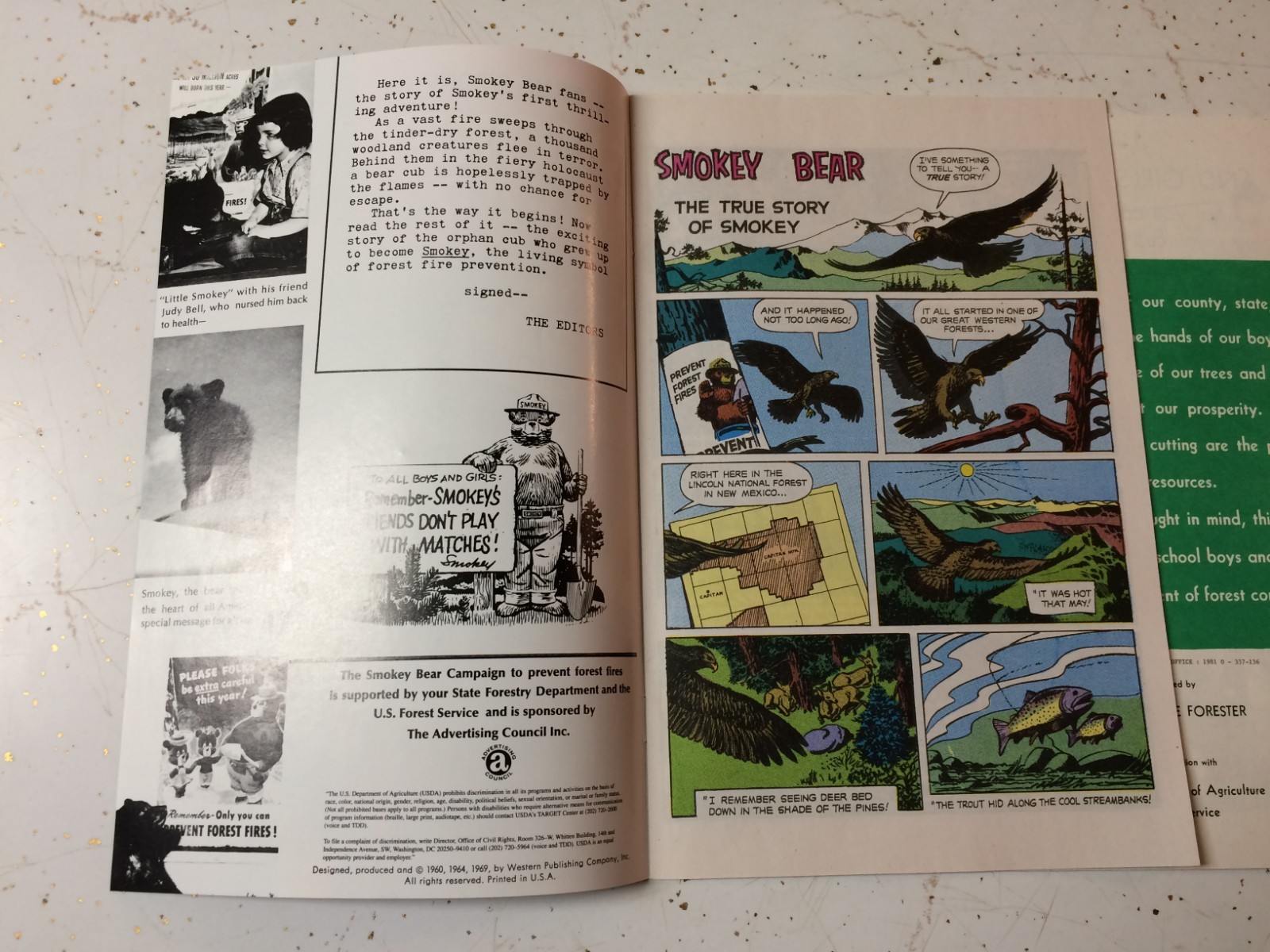 NOS LOT 2 pc SMOKEY the BEAR FOREST SERVICE vintage COMIC BOOK & ACTIVITY BOOK