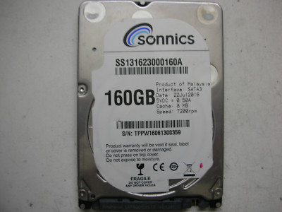 Sonnics 160gb SS131623000160A 2060-771959-000 Rev A 2,5" SATA