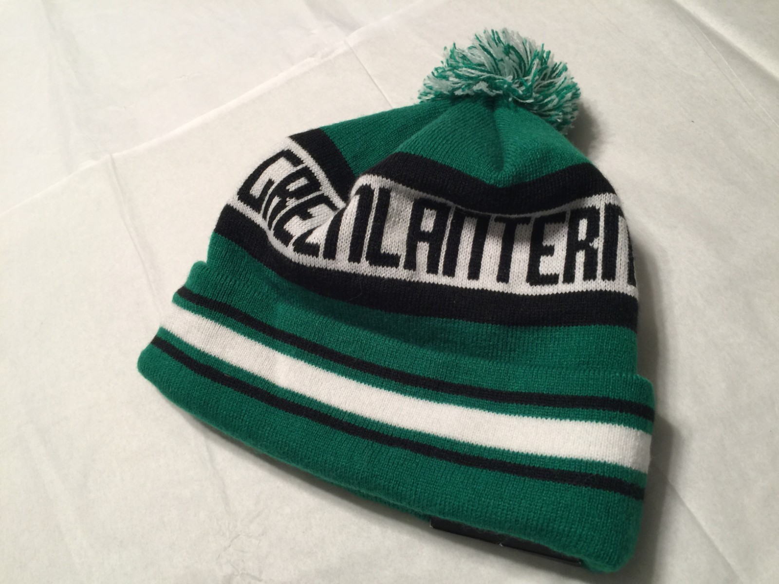 Green Lantern Winter Beanie with Tassle Pom Pom - NWT!!