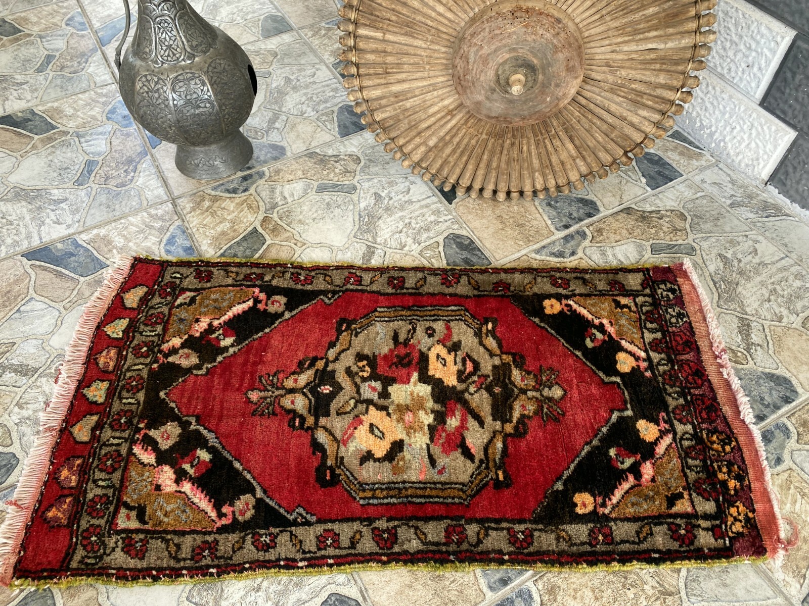 80.5×132\"Capricious” ViNTAGE TURKiSH RUG 4' x 7' - Vintage Turkish Small Rug, Blue - Caprina | Kuden Rugs