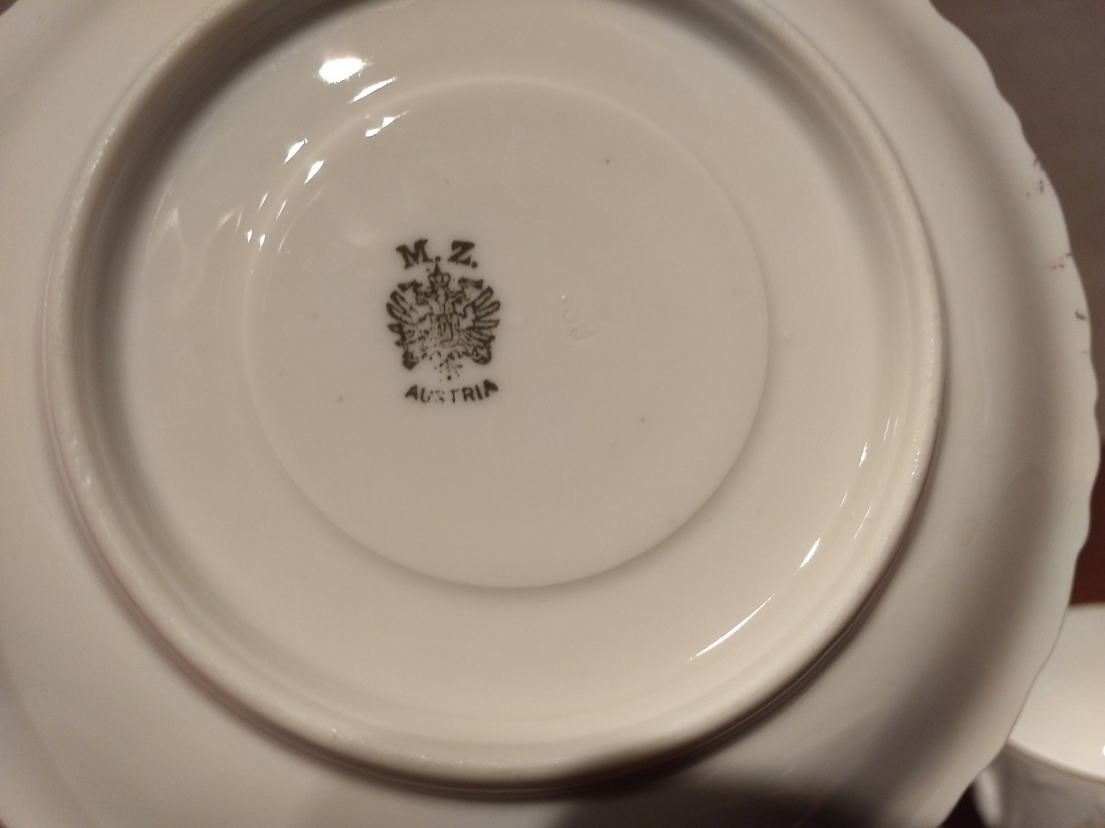 MZ Austria Hand Painted ROSES Porcelain 2 Handled BOULLION CUP SAUCER Coffee Set