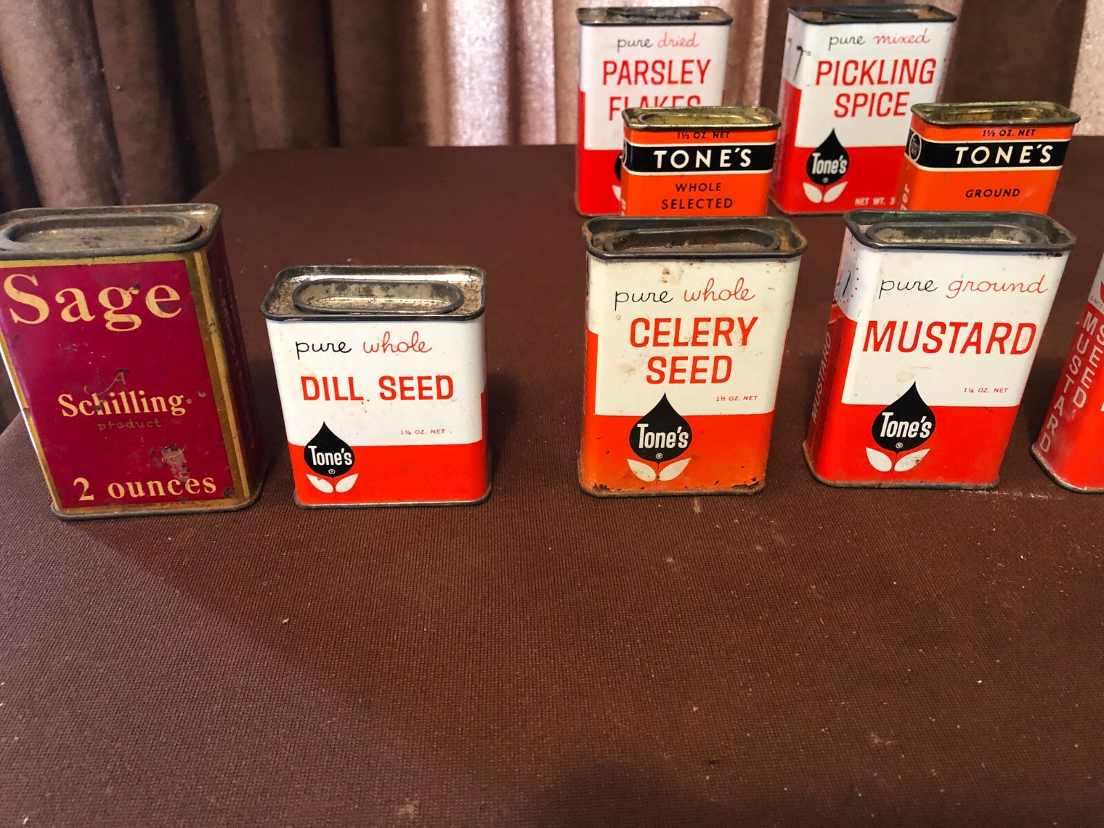 Vintage Tones Spice Tins lot of 11 PLUS ONE SCHILLING 12 TOTAL
