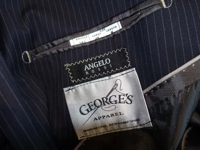 Angelo Rossi Men's Pinstripe 2 Button Suit Size 48 Regular 40 x 31 Navy Blue 48R