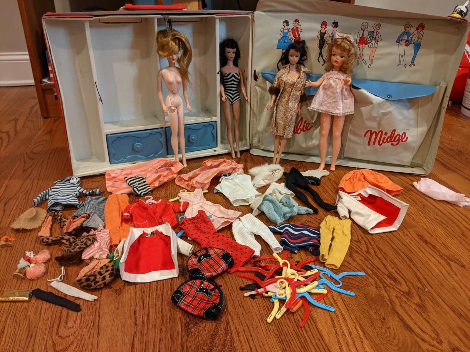 Vintage lot - Barbies, Tammy, Tressy, Clothes, Accessories, Case -needs