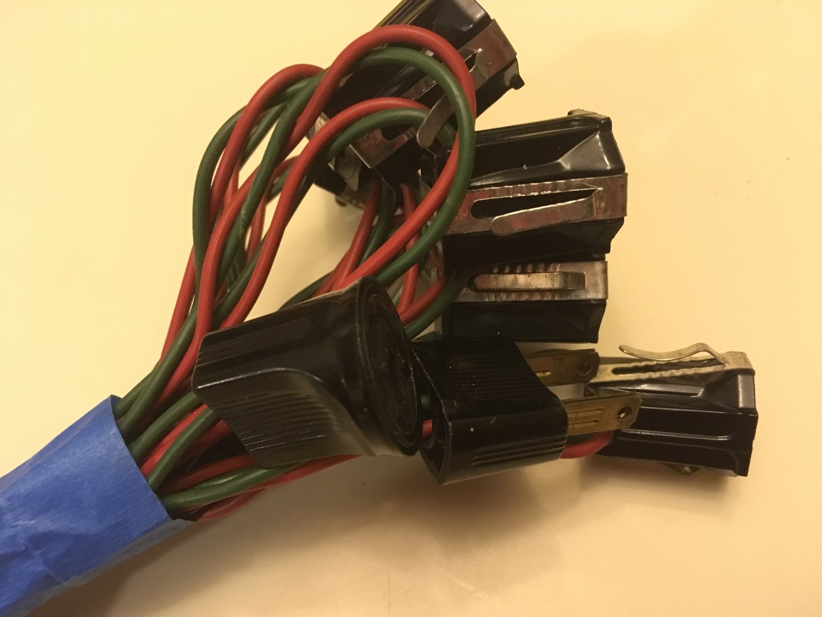 Vintage Christmas Lights String Green & Red Cord 7 Sockets NO BULBS C