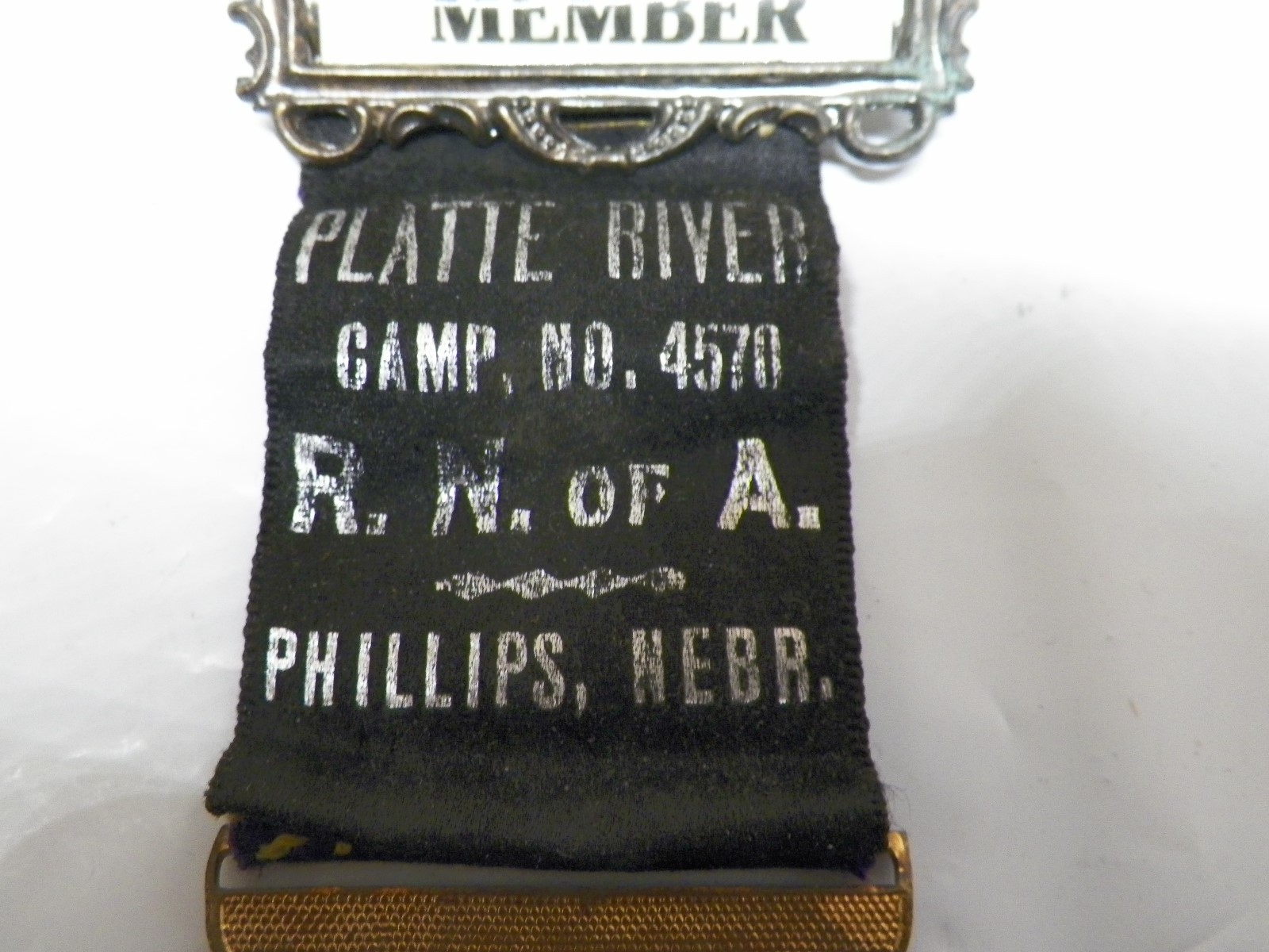 R. N. of A. Ribbon Badge Phillips Nebraska Platt River Camp 4570