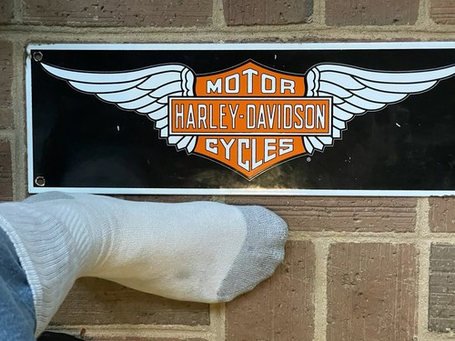 VINTAGE HARLEY DAVIDSON MOTORCYCLE PORCELAIN METAL LABEL