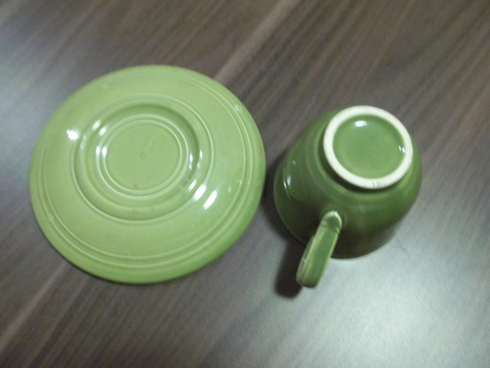 VINTAGE TURF GREEN FIESTA TEA CUP AND SAUCER -FIESTAWARE - IRONSTONE