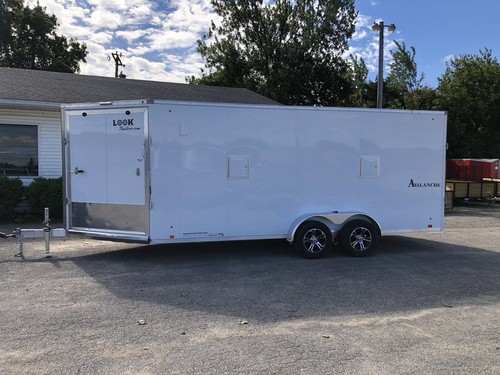 2019 Aluminum 7 x 23 3 Place Enclosed Snowmobile Trailer 7ft interior Loaded