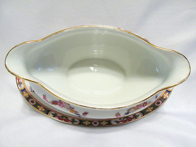 Royal Bayreuth Bavaria Rob83 Plated Gravy Boat Colorful Floral Swags & Gold Trim