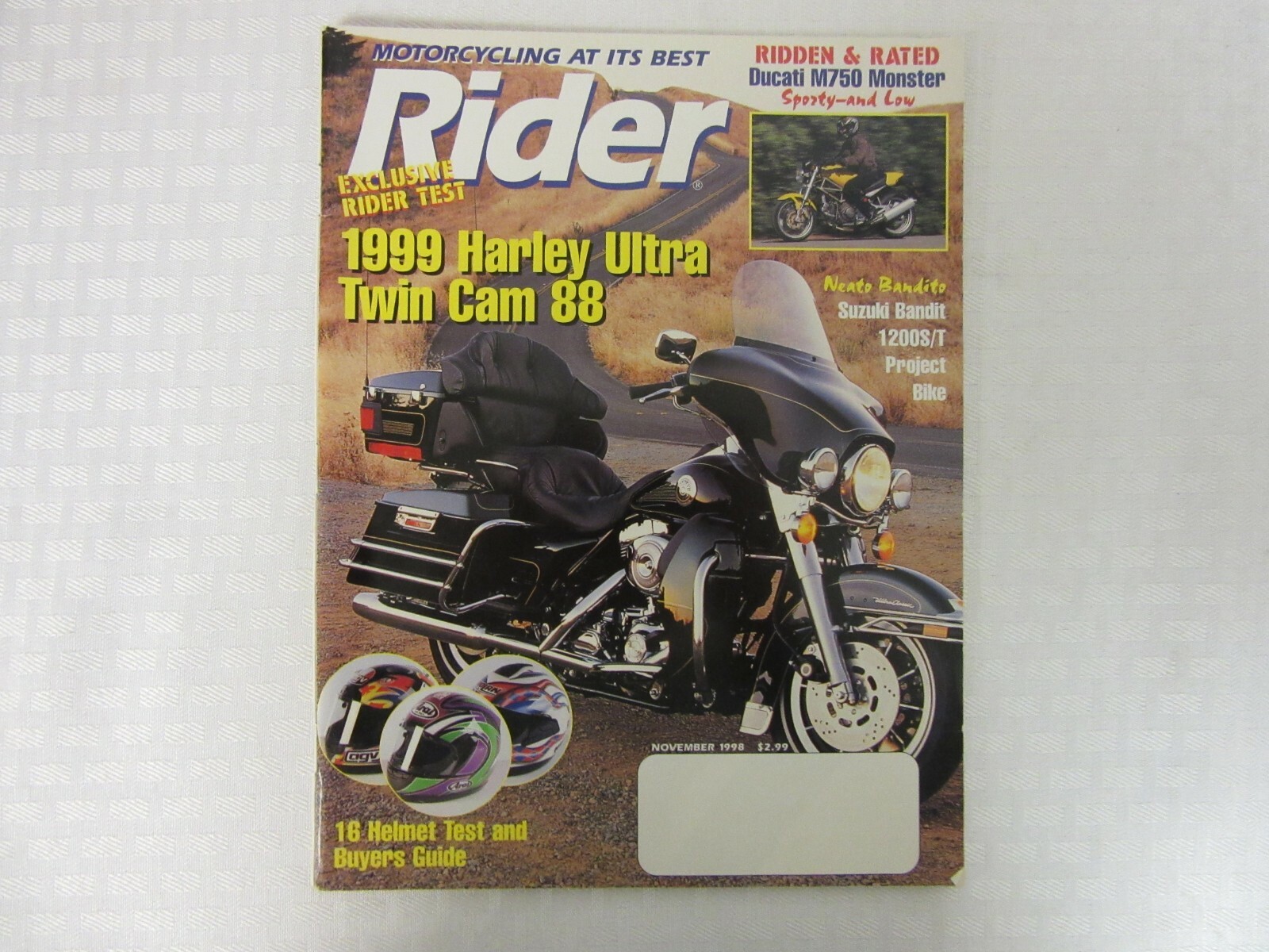 VINTAGE 'RIDER' MOTORCYCLE MAGAZINE, NOVEMBER 1998 | eBay
