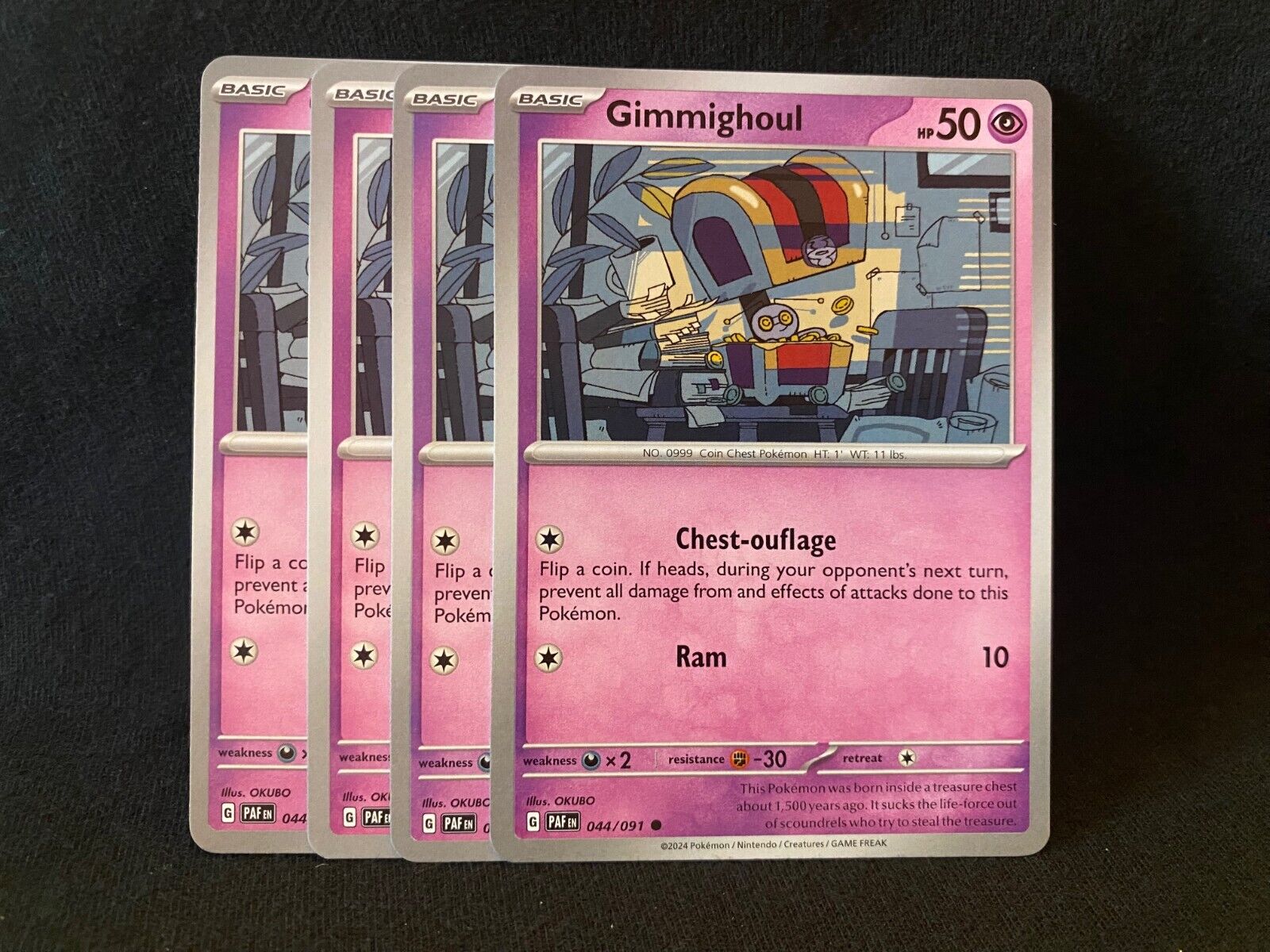 Choose Your Cards:044/091 Gimmighoul - Common:Scarlet & Violet Paldean Fates Playsets x4 4x NM English Pokemon Cards Choose