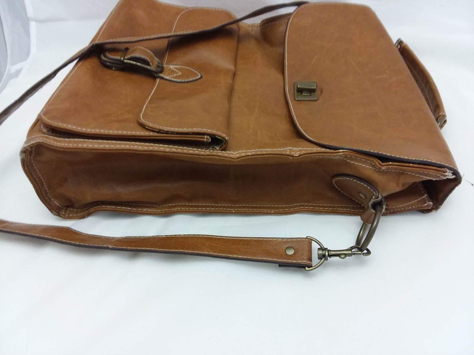 Vintage Faux Brown Leather Record Vinyl Album Carrying Bag