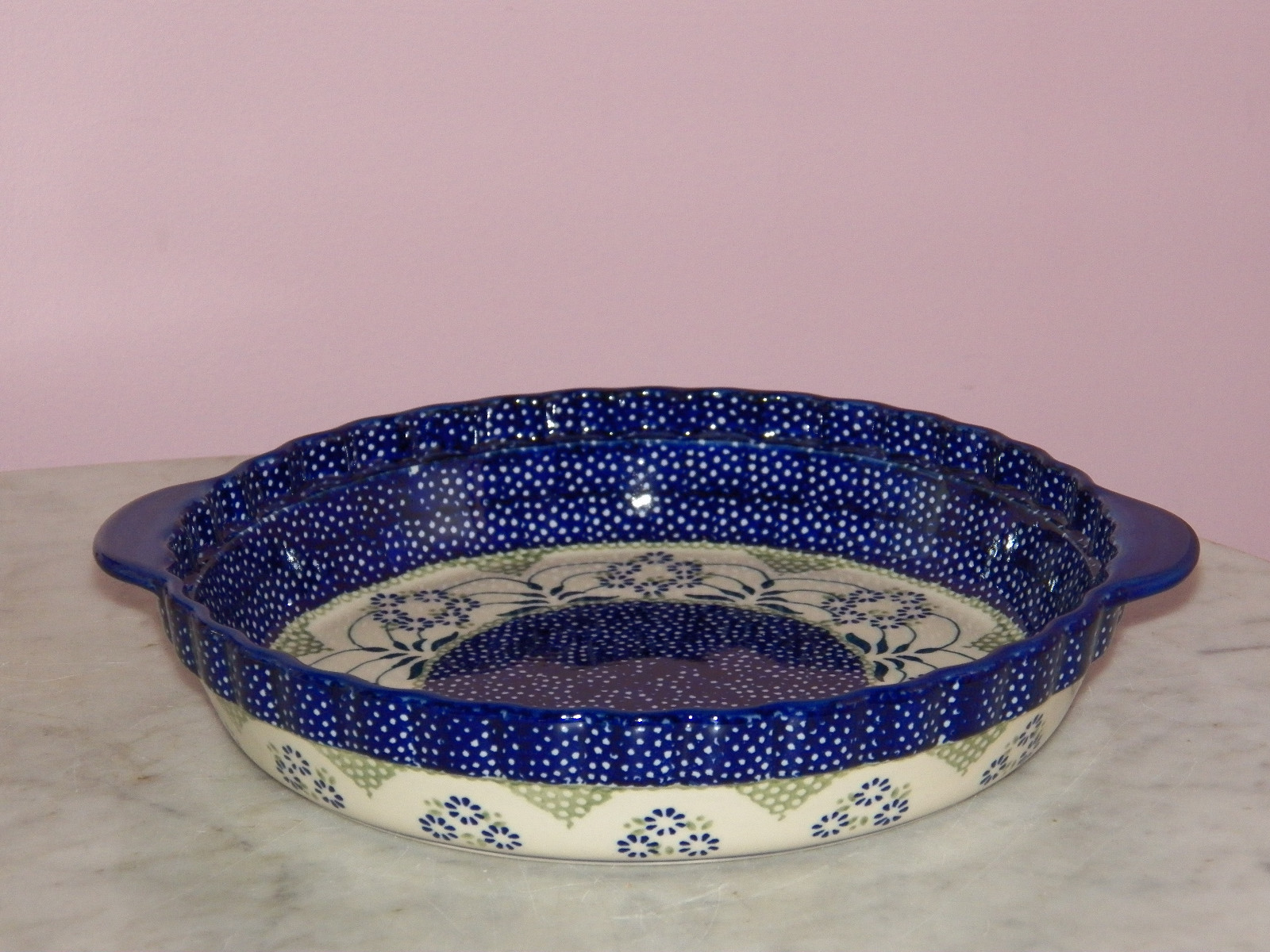 Polish Pottery Deep Dish Pie Baker! UNIKAT Signature Exclusive Cyndia Pattern!